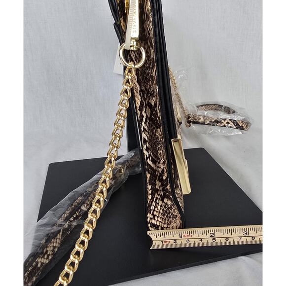 Steve Madden Crossbody Bag or Clutch Brown Tan Snake Print Natural BShannon NWT - Picture 13 of 16